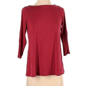 Eileen Fisher Red 3/4 Sleeve Boatneck Shirt